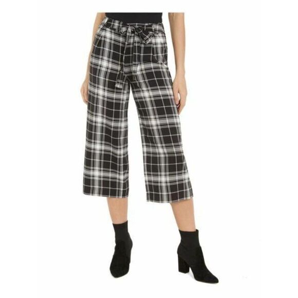 MAISON JULES Plaid Cropped Coulotte Black - Picture 4 of 4